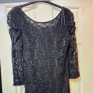 EVIE Black Sequin Lace Mini Dress